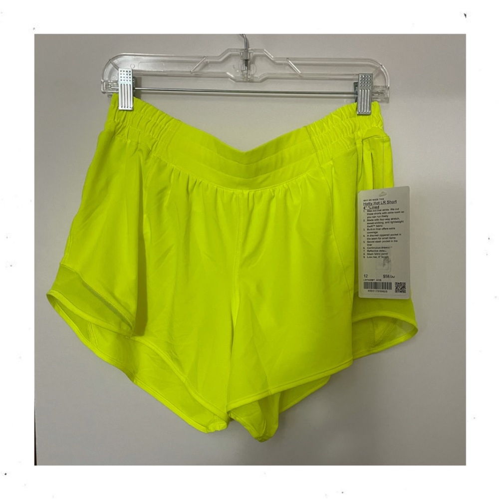 lululemon hotty hot 4” || highlighter yellow - Picture 4 of 7